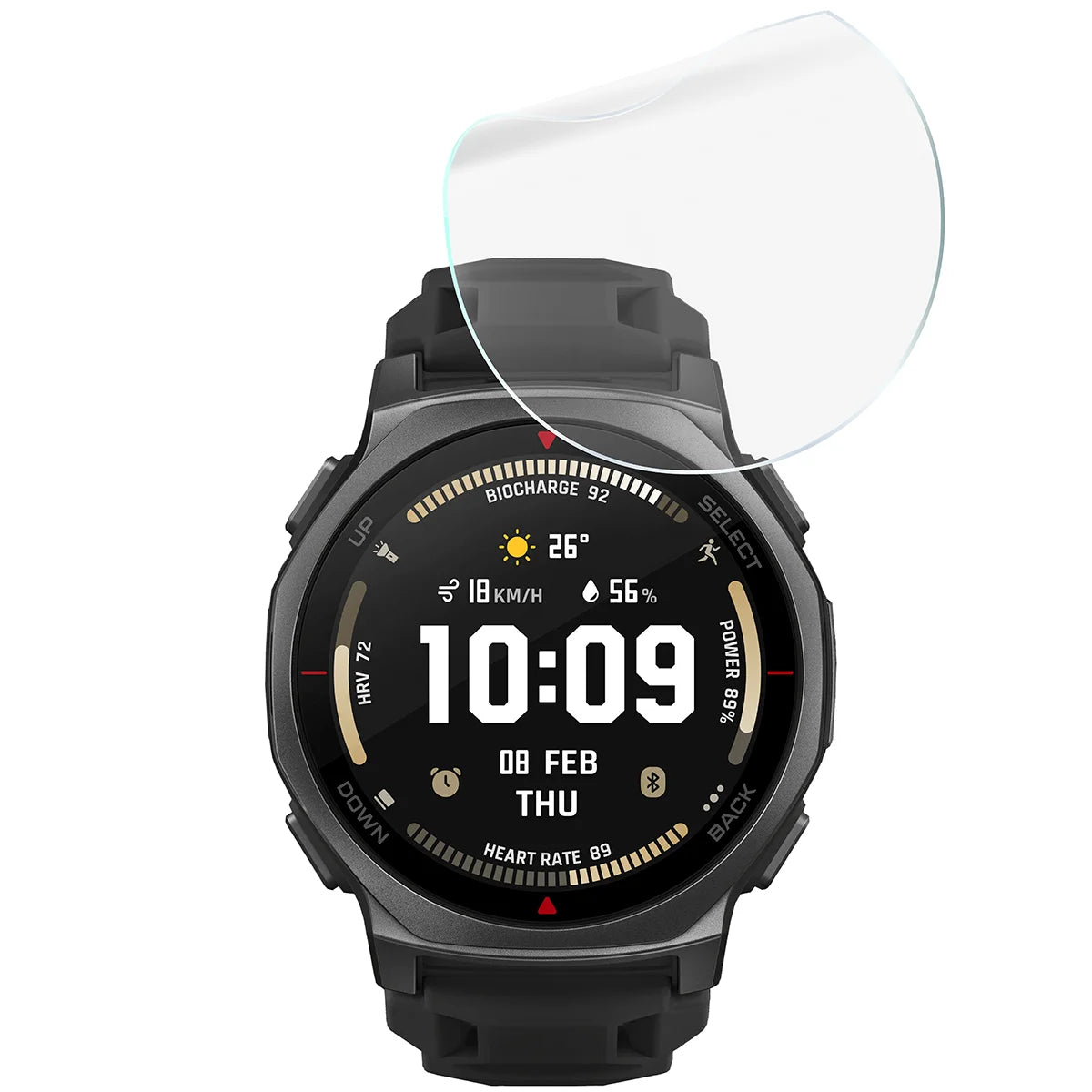 Schutzfolie für den Bildschirm für Amazfit T-Rex 3 Pro 44 mm, Bizon Watch HydroFlex, 6 Stück