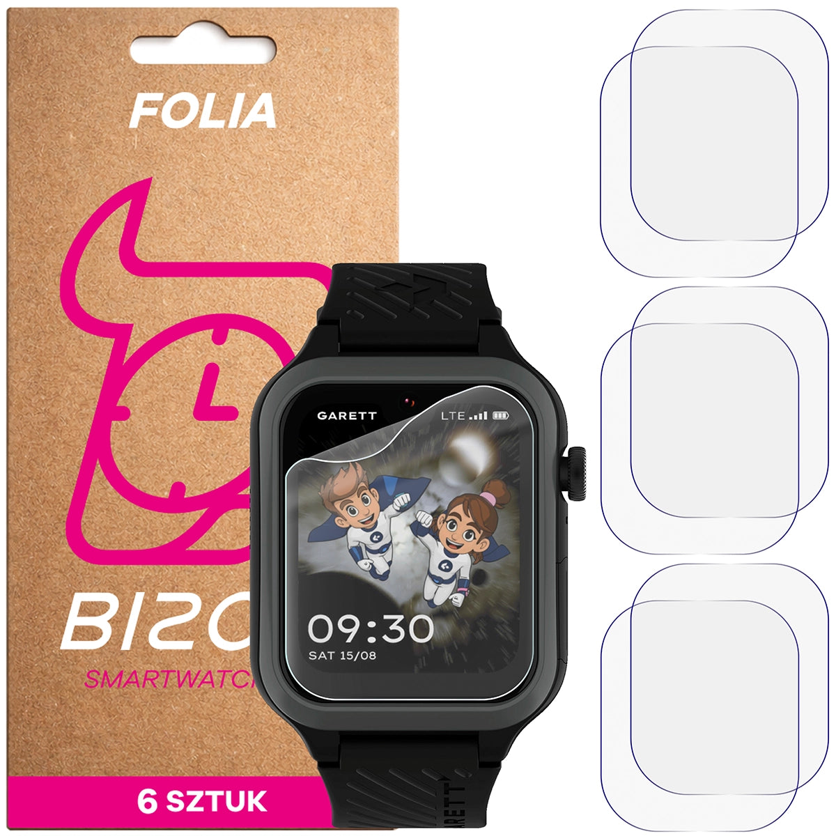 Schutzfolie für den Bildschirm für Garett Kids Essa 2 AI 4G, Bizon Watch HydroFlex, 6 Stück