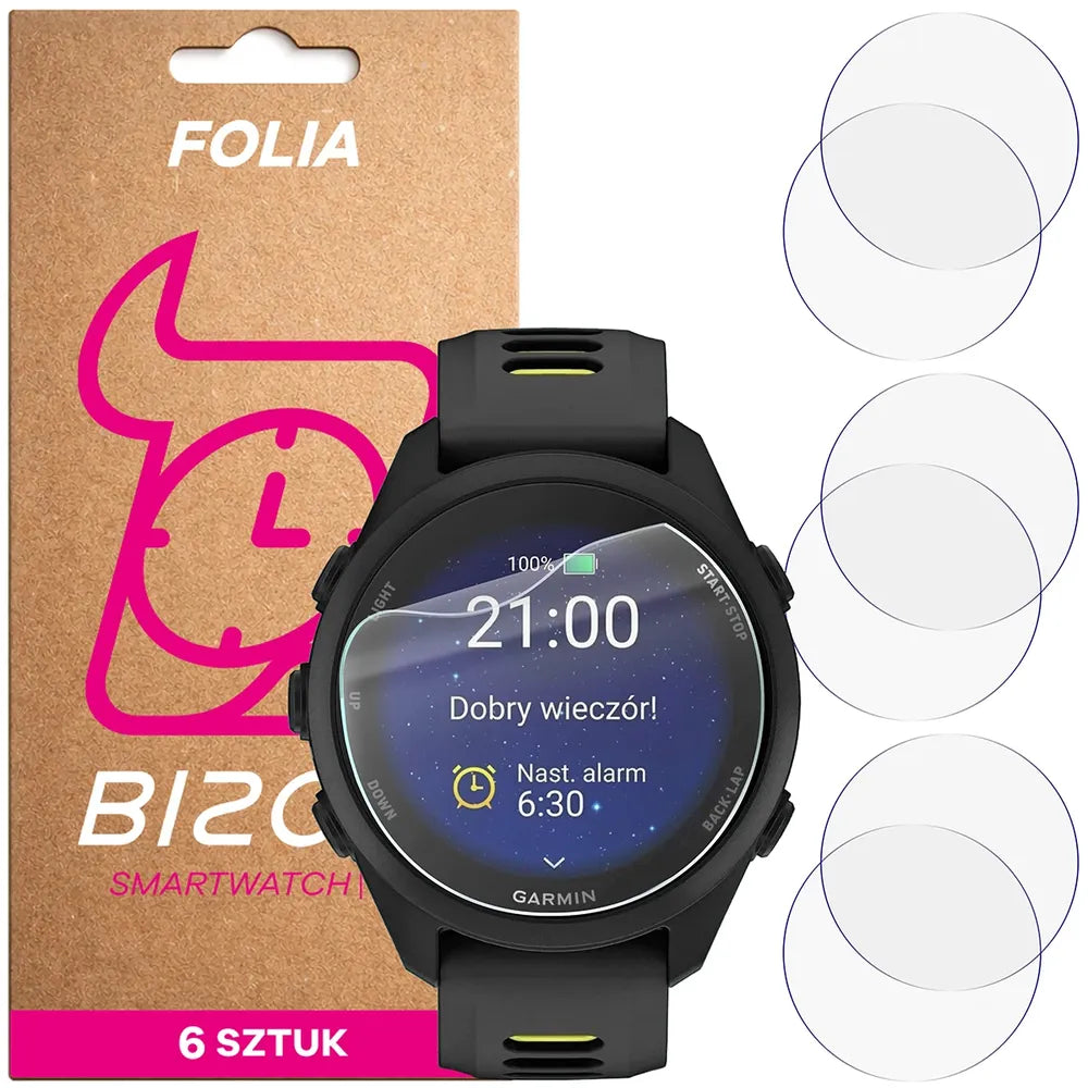 Schutzfolie für den Bildschirm für Garmin Forerunner 70, Bizon Watch HydroFlex, 6 Stück (1/5)