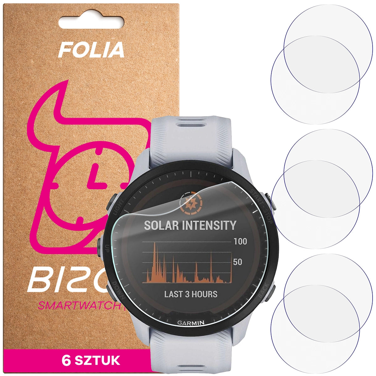 Schutzfolie für den Bildschirm für Garmin Forerunner 955, Bizon Watch HydroFlex, 6 Stück