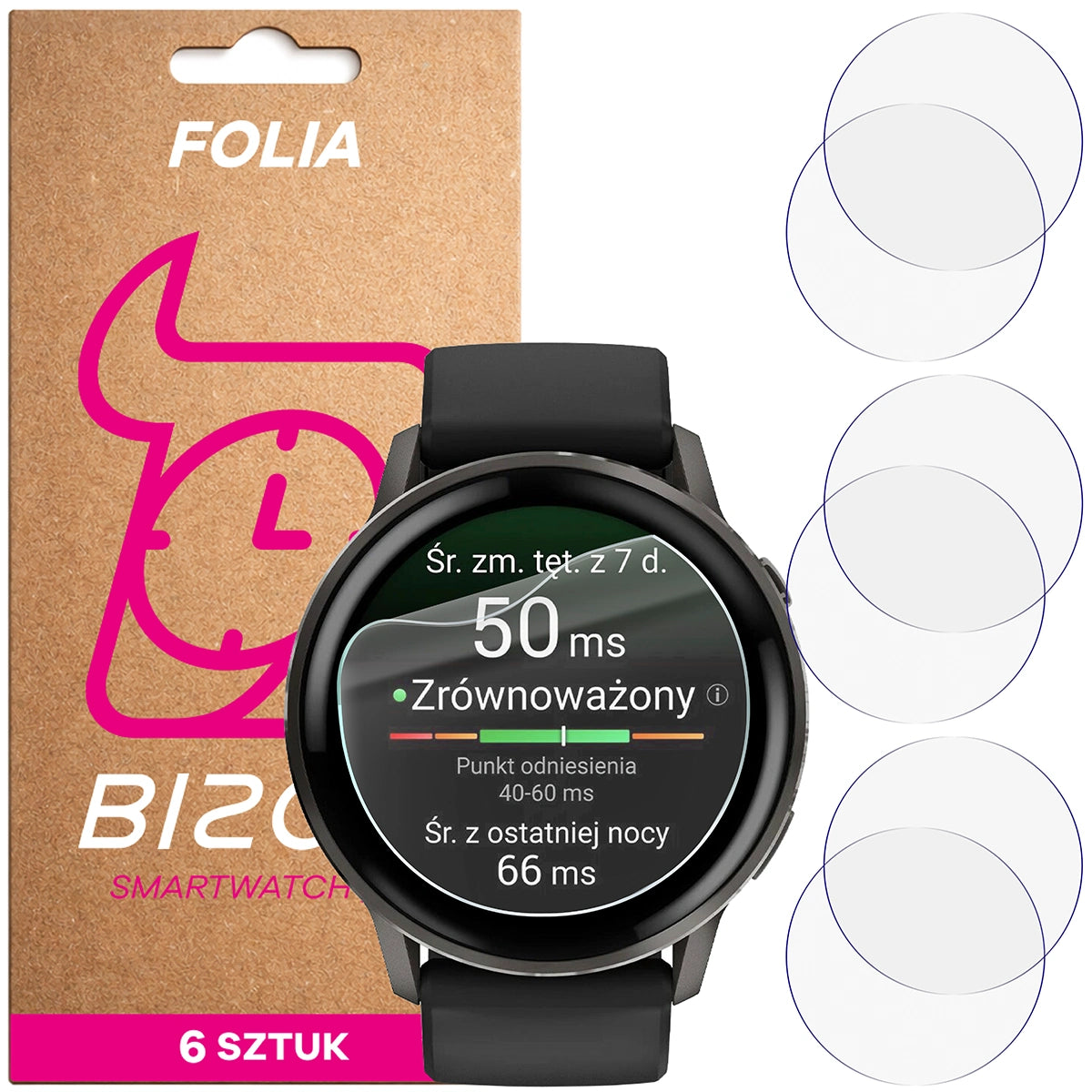 Schutzfolie für den Bildschirm für Garmin Venu 4 41 mm, Bizon Watch HydroFlex, 6 Stück