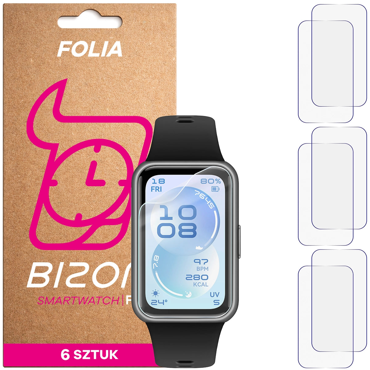Schutzfolie für den Bildschirm für Huawei Band 11, Bizon Watch HydroFlex, 6 Stück