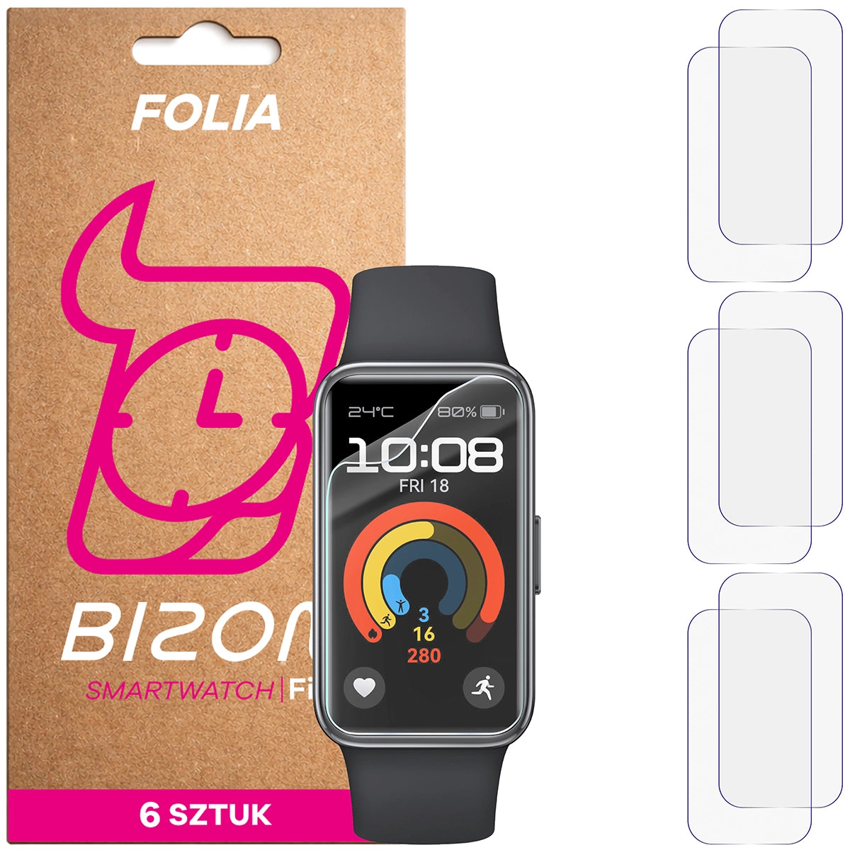 Schutzfolie für den Bildschirm für Huawei Band 9, Bizon Watch HydroFlex, 6 Stück