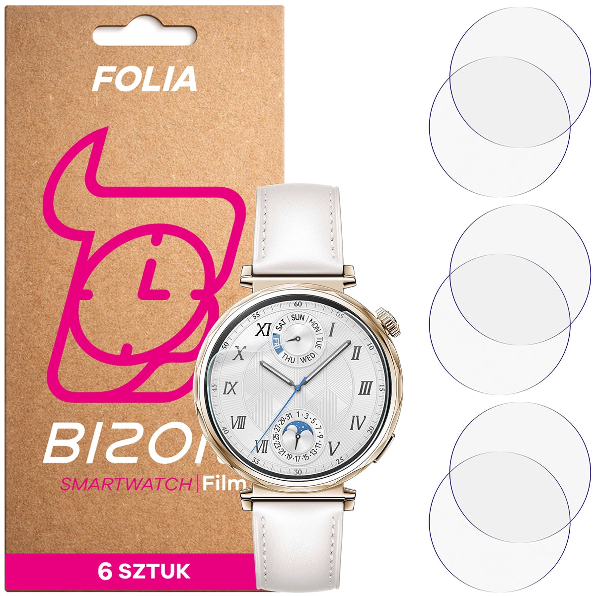 Schutzfolie für den Bildschirm für Huawei Watch GT 5 41 mm, Bizon Watch HydroFlex, 6 Stück