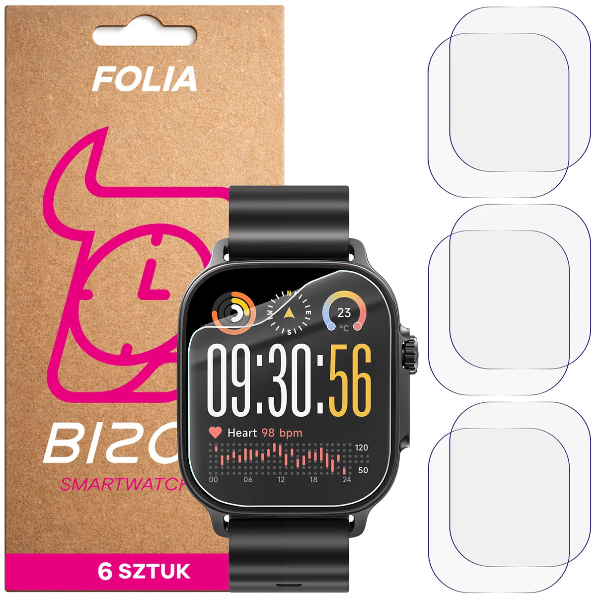 Schutzfolie für den Bildschirm für Realme Watch 5, Bizon Watch HydroFlex, 6 Stück