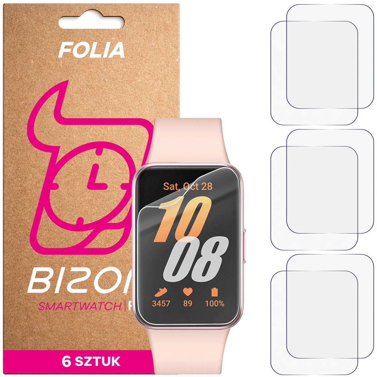 Schutzfolie für den Bildschirm für Galaxy Fit 3, Bizon Watch HydroFlex, 6 Stück