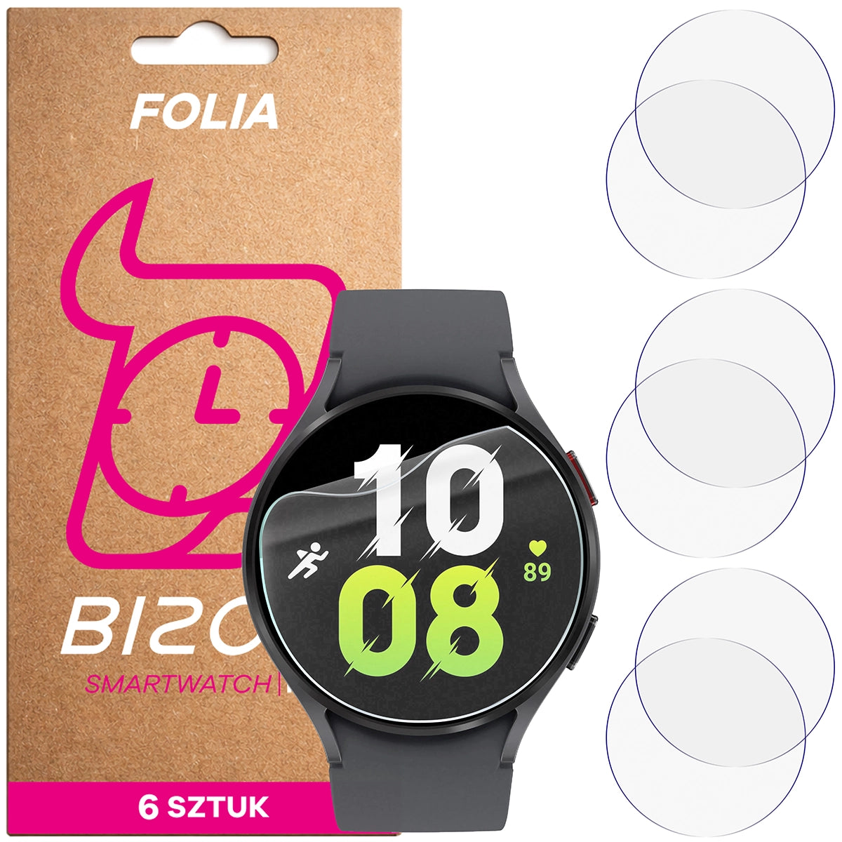 Schutzfolie für den Bildschirm für Galaxy Watch 5 44mm, Bizon Watch HydroFlex, 6 Stück
