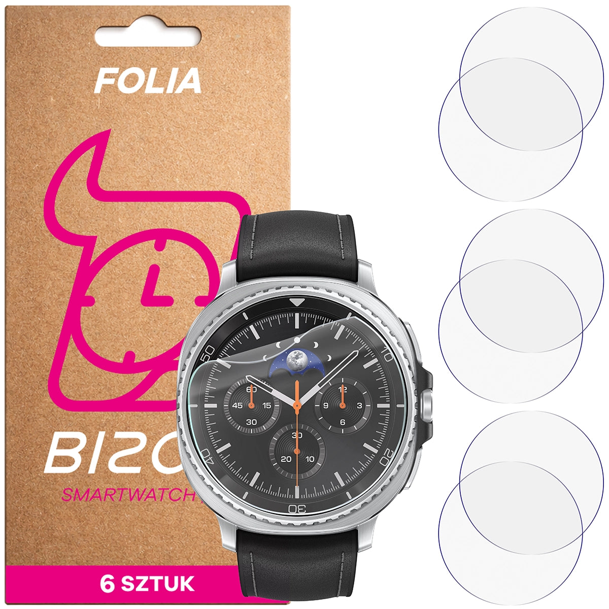 Schutzfolie für den Bildschirm für Galaxy Watch 8 Classic 46 mm, Bizon Watch HydroFlex, 6 Stück