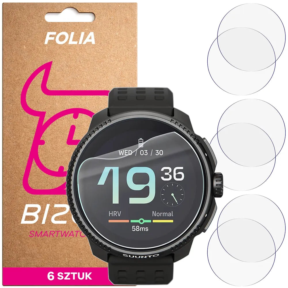 Schutzfolie für den Bildschirm für Suunto Race, Bizon Watch HydroFlex, 6 Stück (1/5)