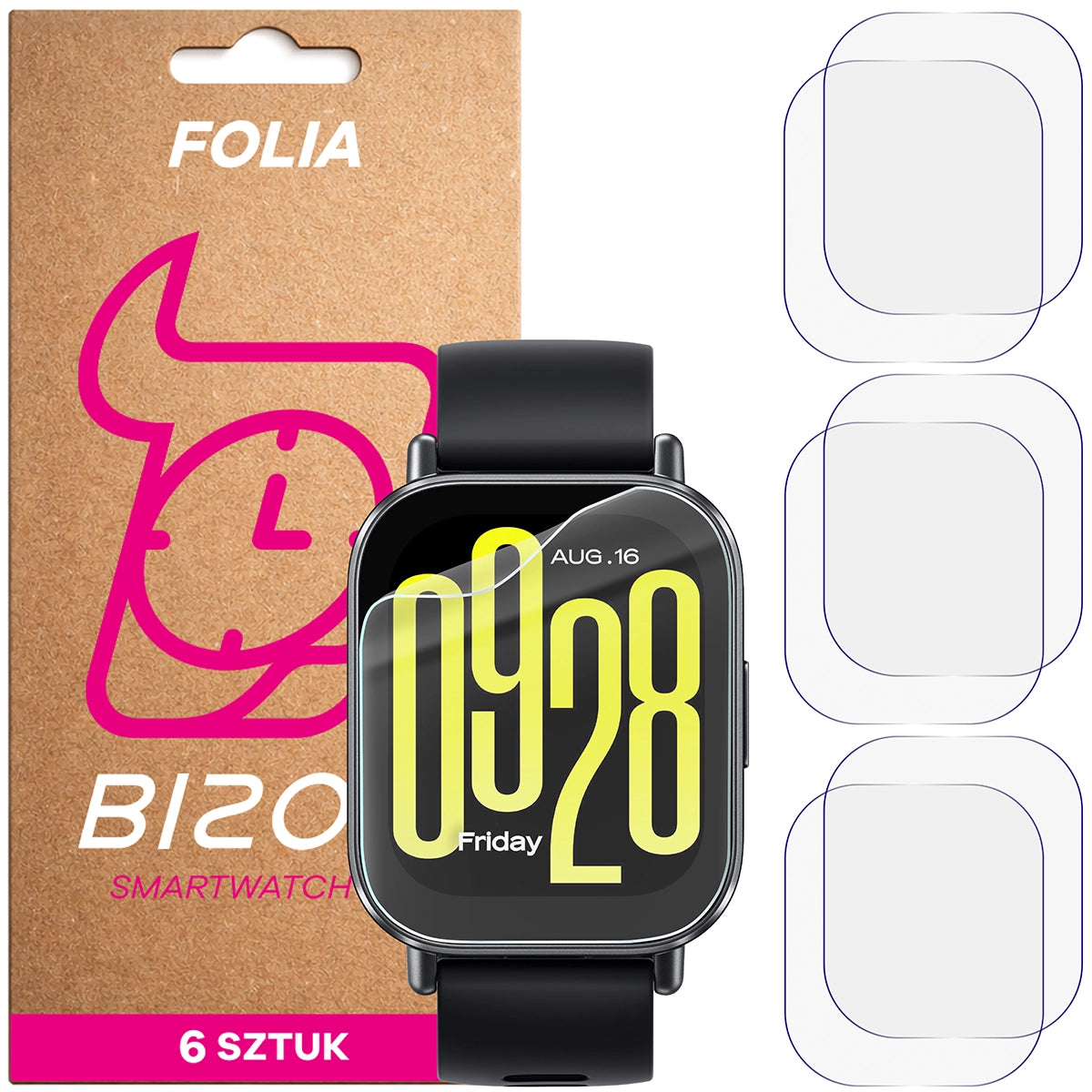 Schutzfolie für den Bildschirm für Xiaomi Redmi Watch 5 Active, Bizon Watch HydroFlex, 6 Stück