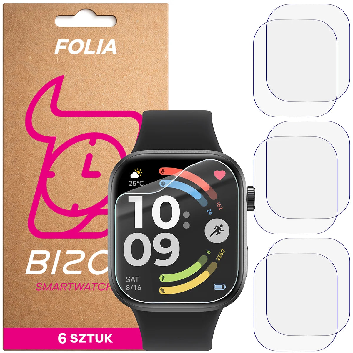 Schutzfolie für den Bildschirm für Xiaomi Redmi Watch 6, Bizon Watch HydroFlex, 6 Stück