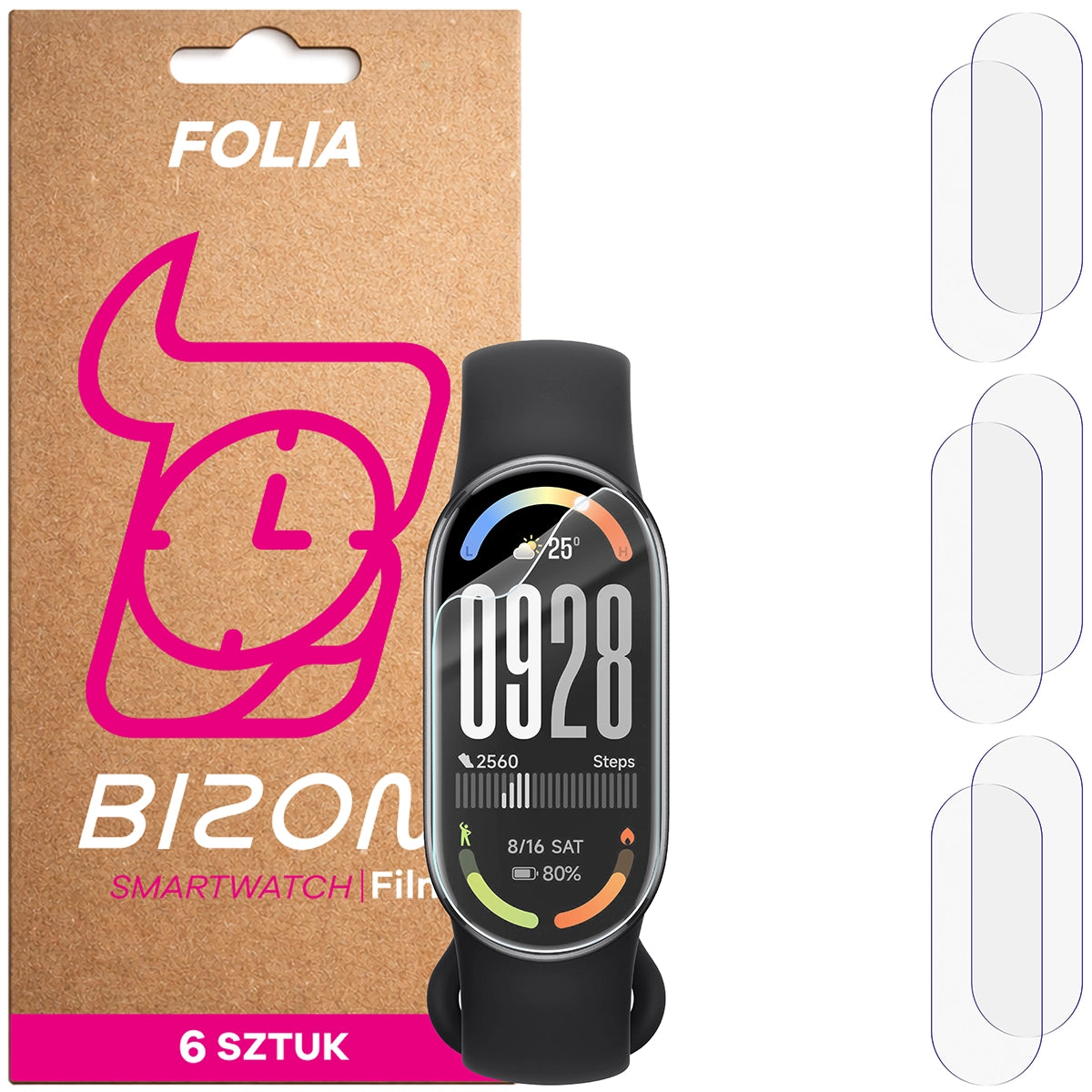 Schutzfolie für den Bildschirm für Xiaomi Smart Band 10, Bizon Watch HydroFlex, 6 Stück