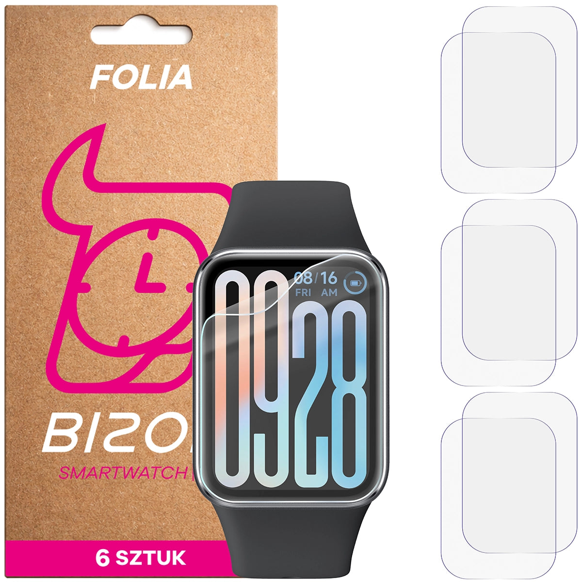 Schutzfolie für den Bildschirm für Xiaomi Smart Band 9 Pro, Bizon Watch HydroFlex, 6 Stück