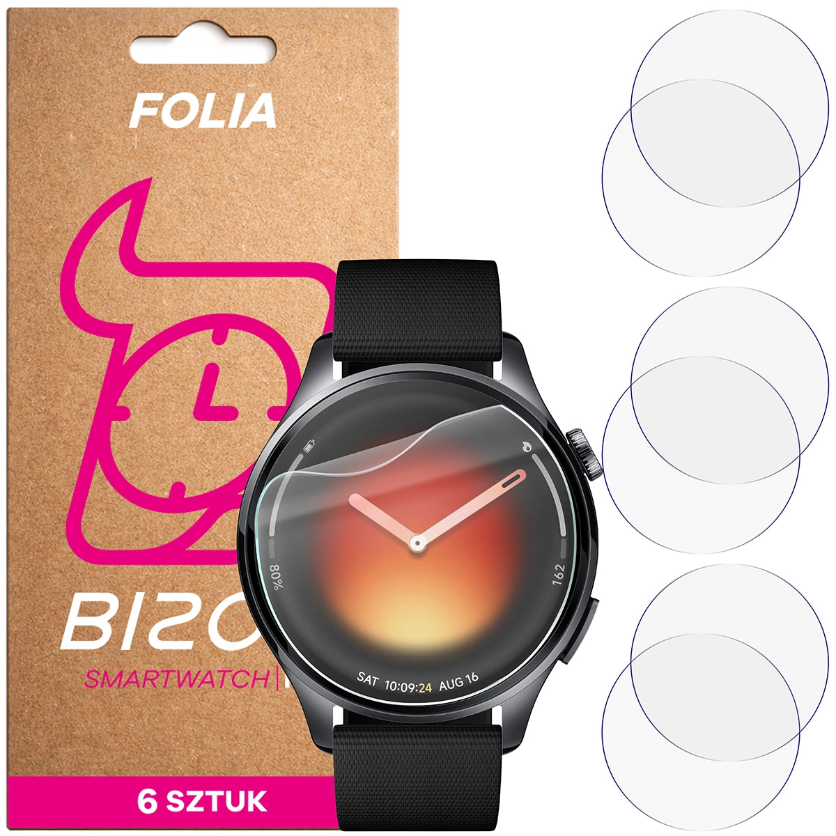 Schutzfolie für den Bildschirm für Xiaomi Watch 5, Bizon Watch HydroFlex, 6 Stück