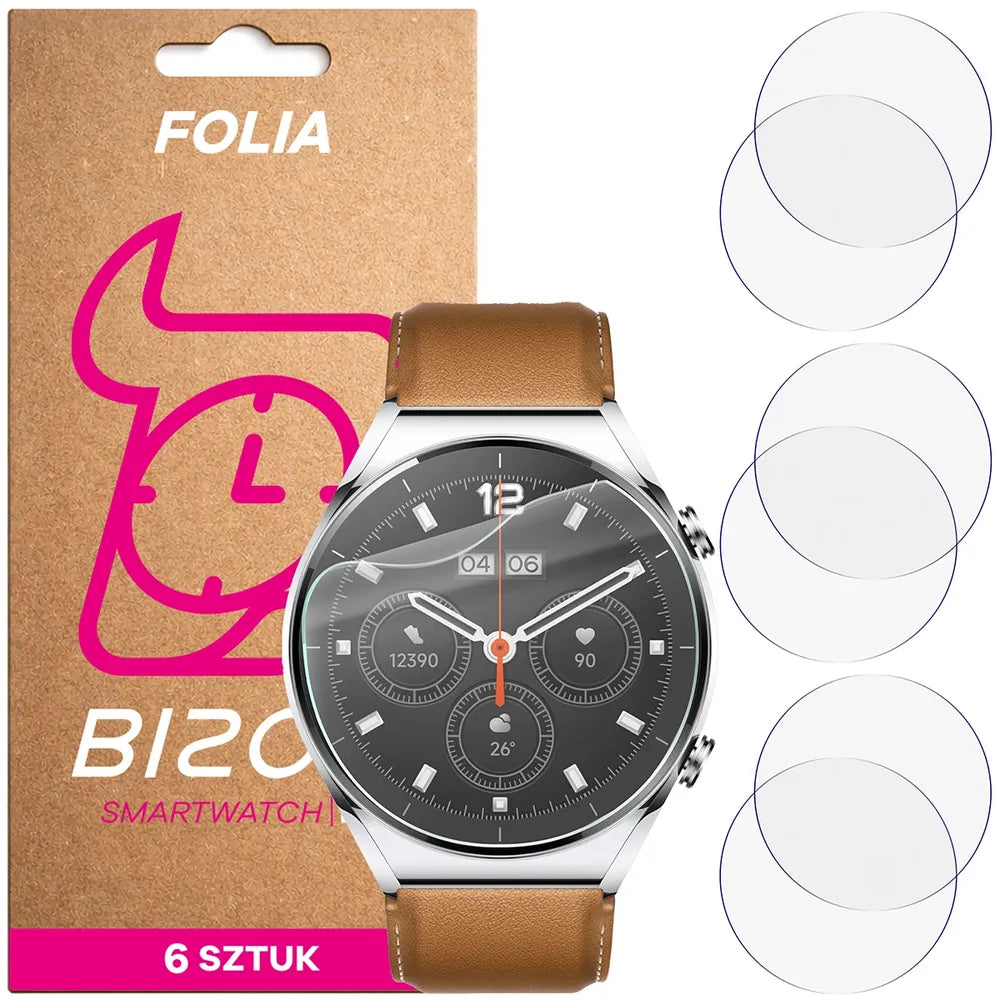 Schutzfolie für den Bildschirm für Xiaomi Watch S1, Bizon Watch HydroFlex, 6 Stück (1/5)