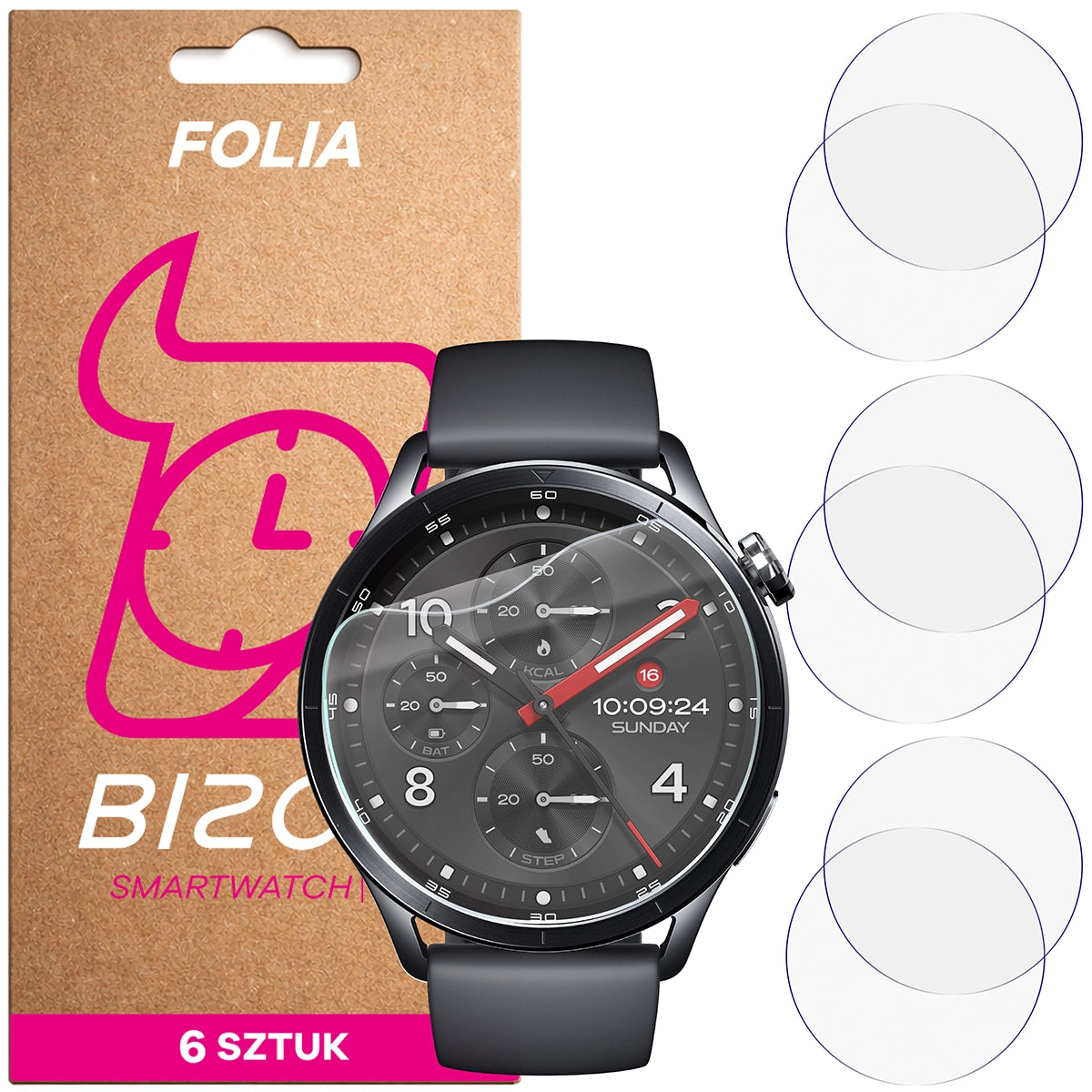 Schutzfolie für den Bildschirm für Xiaomi Watch S5, Bizon Watch HydroFlex, 6 Stück