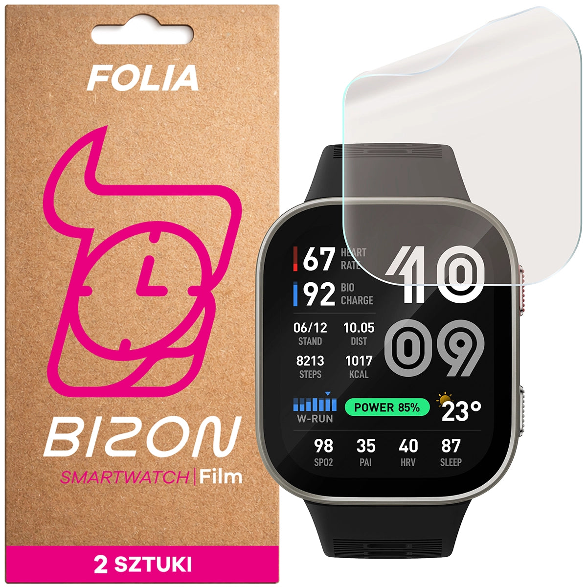 Matte Folie für Amazfit Bip Max, Bizon Watch Film Matte Duo, 2 Stück
