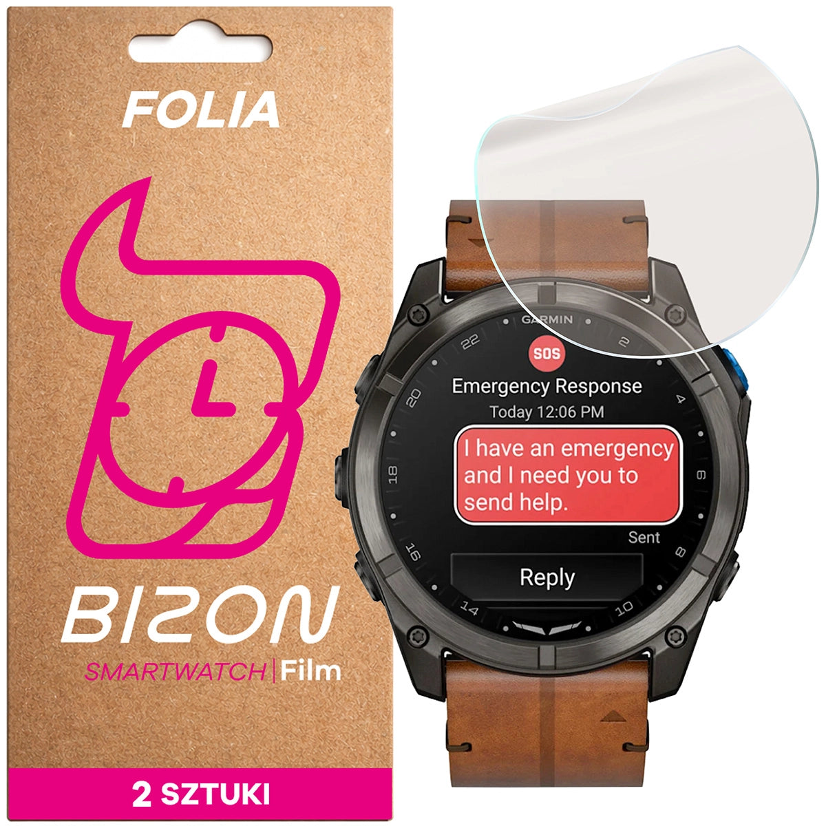 Matte Folie für Garmin D2 Mach 2 Pro, Bizon Watch Film Matte Duo, 2 Stück