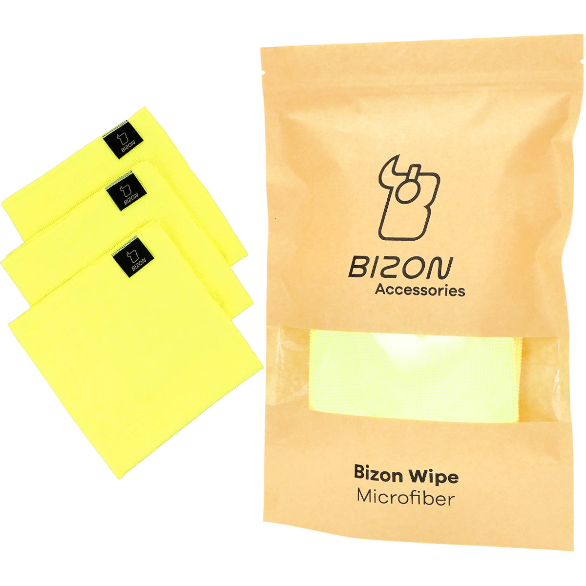 Mikrofasertuch-Set Bizon Wipe Trio 35 x 35 cm, 3 Stück, Gelb