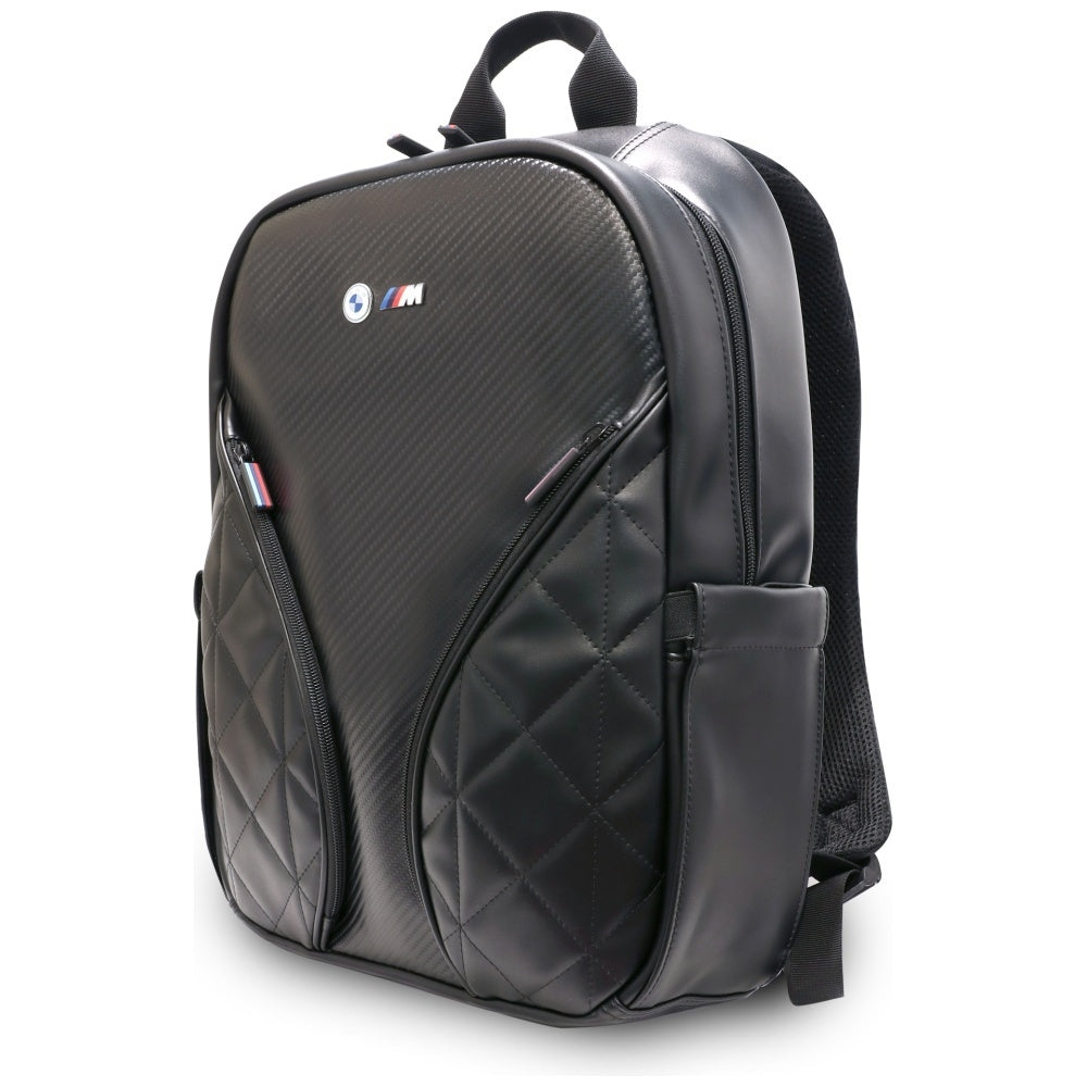 Reiserucksack mit Laptopfach für Laptops bis 16", BMW Carbon Pockets and Metal Logo, Schwarz