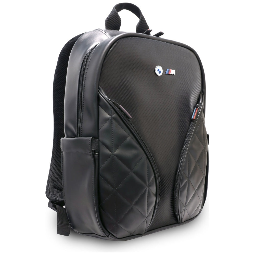 Reiserucksack mit Laptopfach für Laptops bis 16", BMW Carbon Pockets and Metal Logo, Schwarz