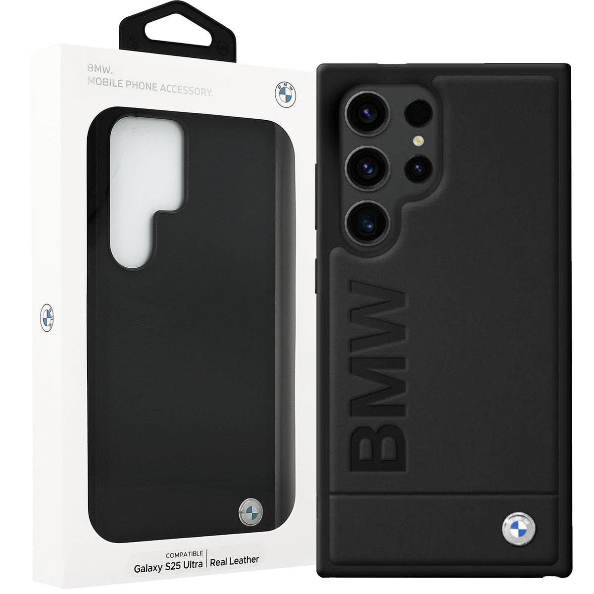 Handyhülle für Galaxy S25 Ultra, BMW Leather Big Wordmark, Schwarz