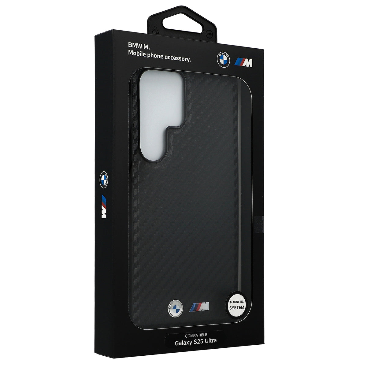 Schutzhülle für Galaxy S25 Ultra, BMW Leather Carbon Mag, Schwarz