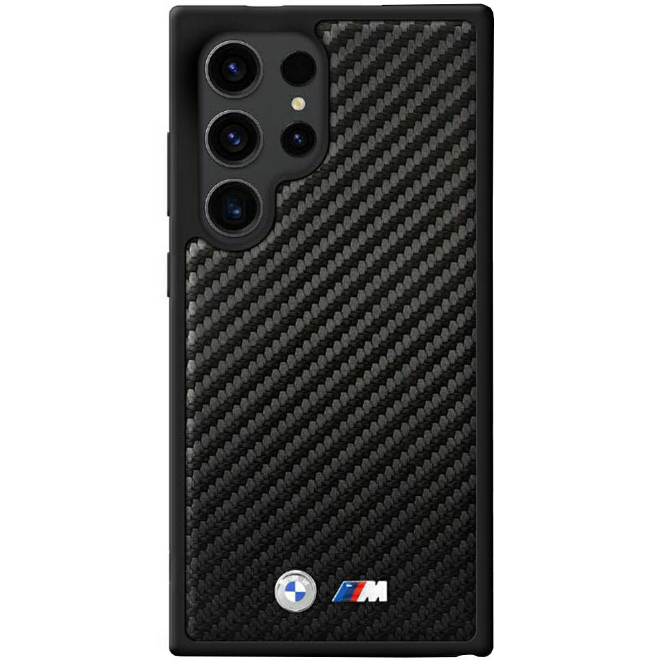 Schutzhülle für Galaxy S25 Ultra, BMW Leather Carbon Mag, Schwarz