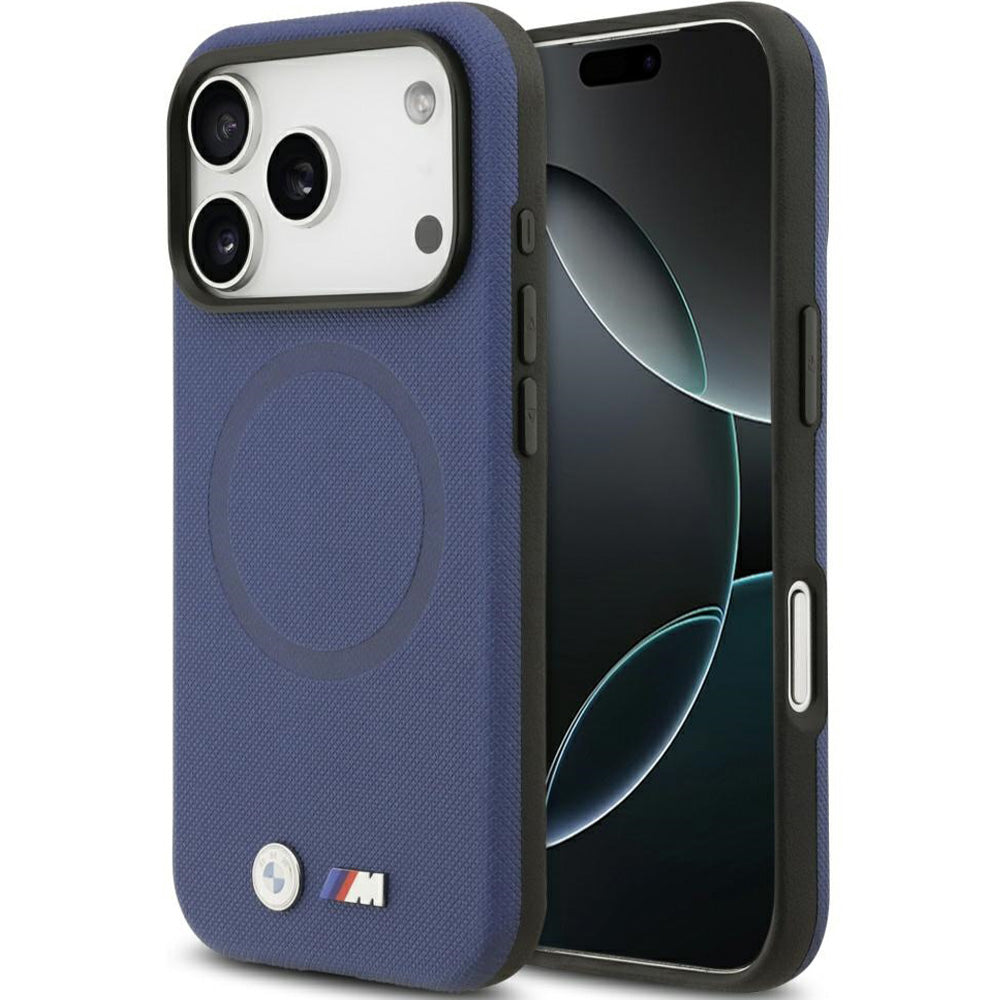 Handyhülle für iPhone 17 Pro Max, BMW HardCase M FW Metal Logo mit MagSafe, Dunkelblau