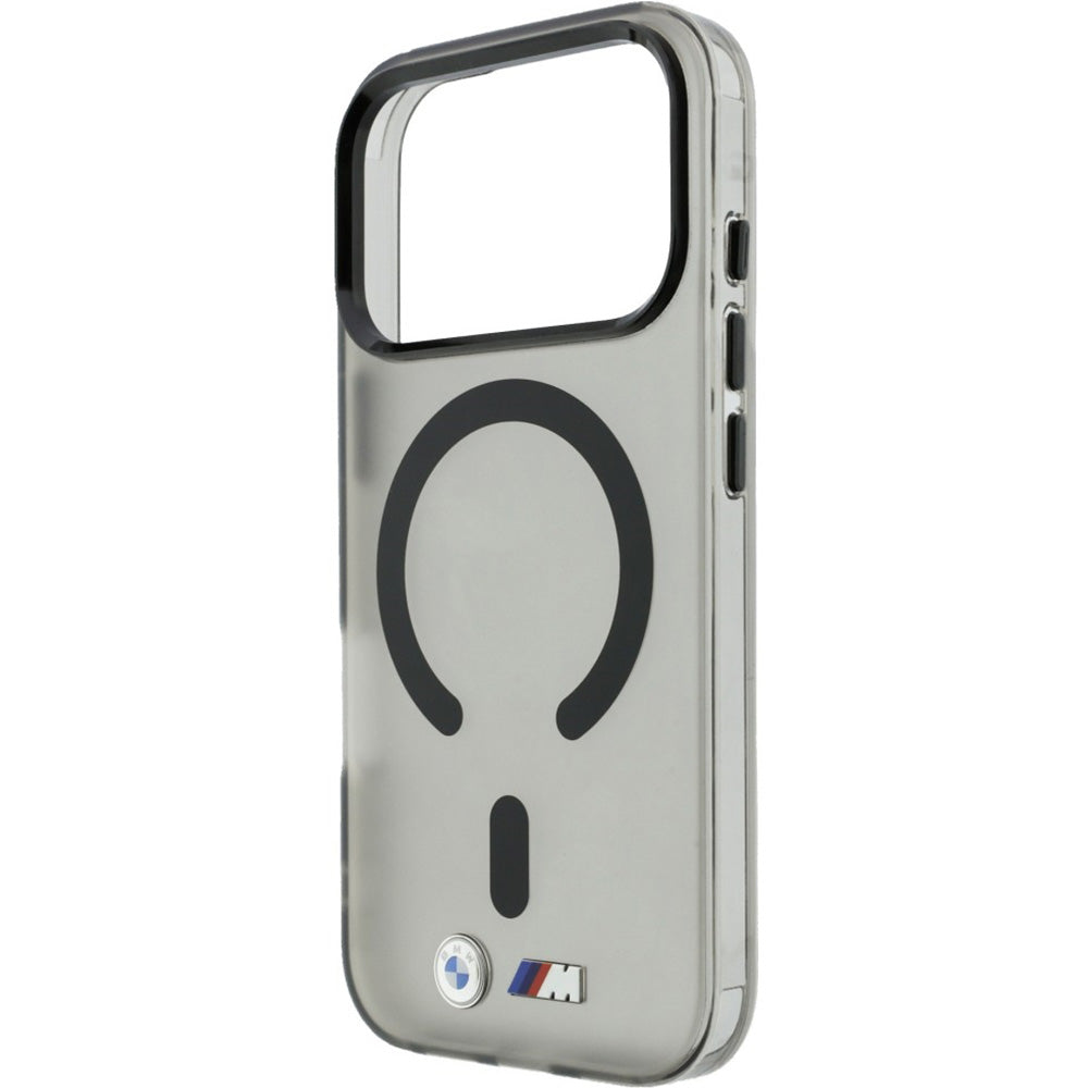 Handyhülle für iPhone 18 Pro / 17 Pro, BMW M IML Frosted Metal Logo Trims mit MagSafe, Anthrazit-Rauchfarben (6/8)