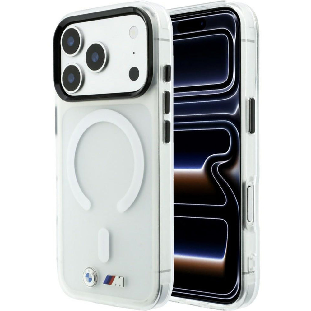 Handyhülle für iPhone 18 Pro Max / 17 Pro Max, BMW M IML Frosted Metal Logo Trims mit MagSafe, Transparent-Rauchfarben (1/8)