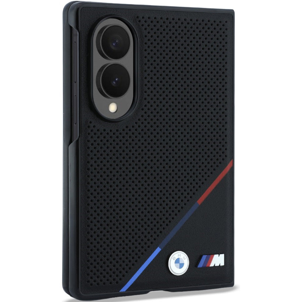 Handyhülle für Galaxy Z Fold8, BMW M Leather Perforated Tricolor Stripe Metal Logos mit MagSafe, Schwarz (3/7)