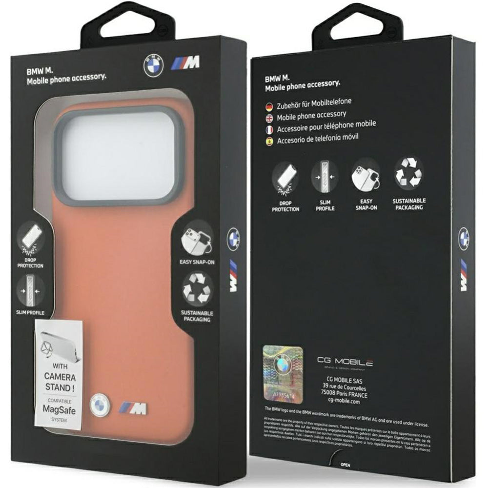 Handyhülle für iPhone 17 Pro, BMW HardCase M Metal Logo mit MagSafe, Orange