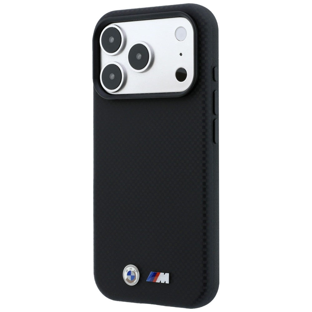 Handyhülle für iPhone 18 Pro / 17 Pro, BMW M Quadrille Kevlar Metal Logo mit MagSafe, Schwarz (2/8)