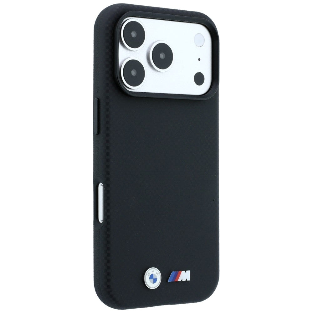 Handyhülle für iPhone 18 Pro / 17 Pro, BMW M Quadrille Kevlar Metal Logo mit MagSafe, Schwarz (4/8)