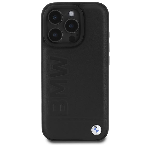 Handyhülle für iPhone 16 Pro mit MagSafe, BMW Leather Hot Stamp, Schwarz