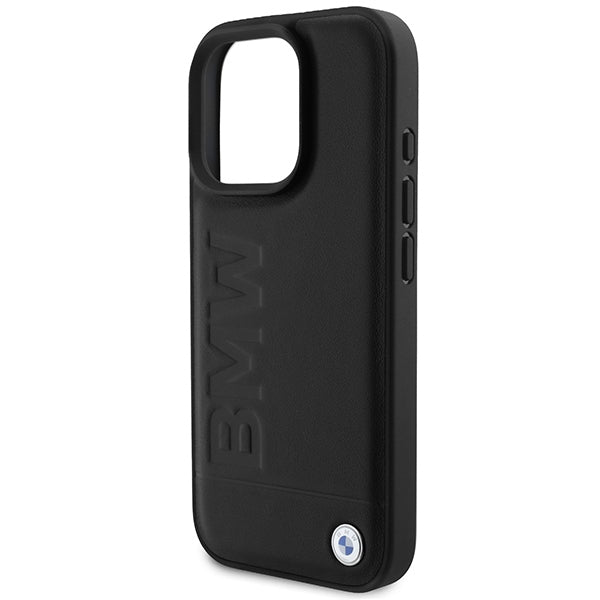 Handyhülle für iPhone 16 Pro mit MagSafe, BMW Leather Hot Stamp, Schwarz