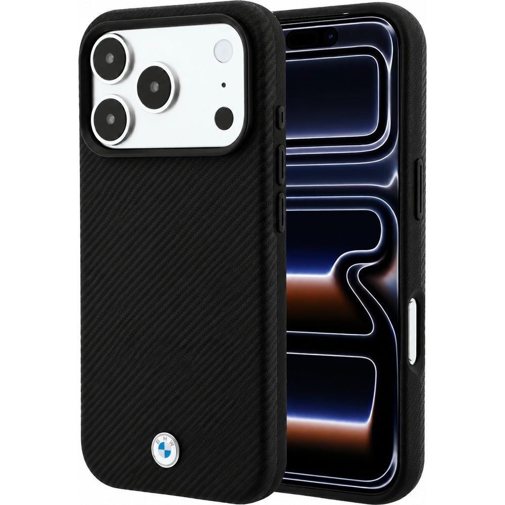 Handyhülle füriPhone 18 Pro Max / 17 Pro Max, BWM Sign Kevlar Metal Logo mit MagSafe, Schwarz (1/7)