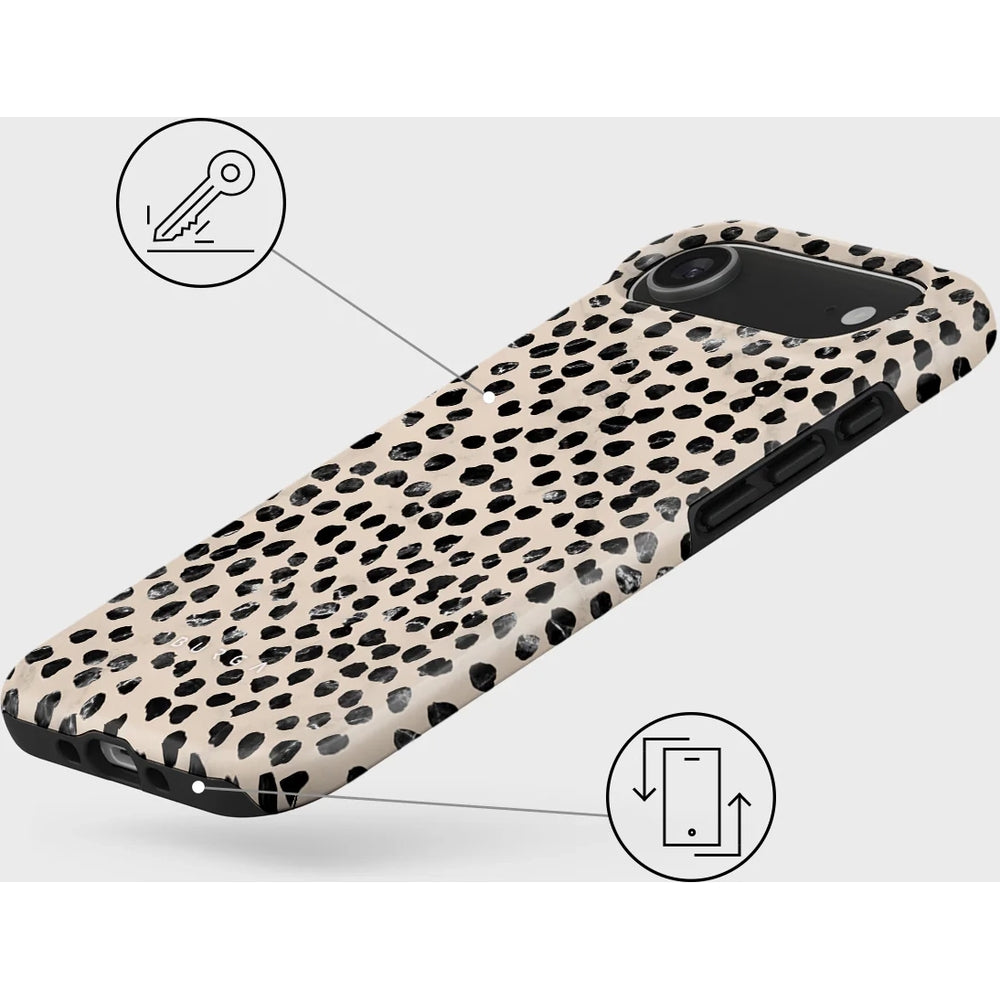 Handyhülle für iPhone Air, Burga Almond Latte Tough Magnetic, Beige mit schwarzen Punkten