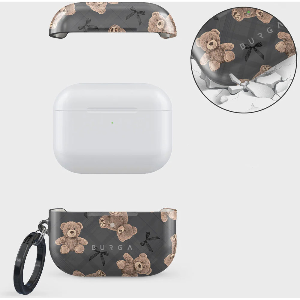 Schutzhülle für AirPods Pro 3, Burga BFF, Grau mit Teddybären