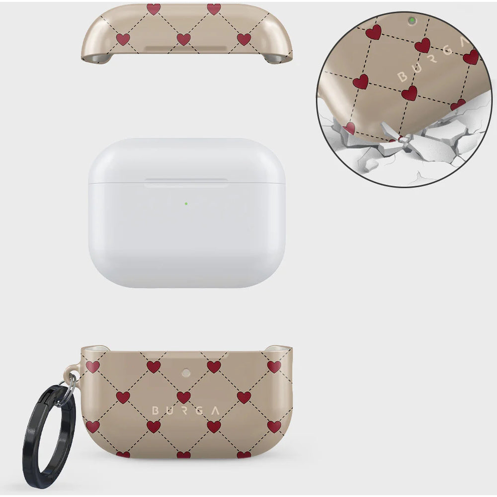 Schutzhülle für AirPods Pro 3, Burga Love Letter, Beige und Rot