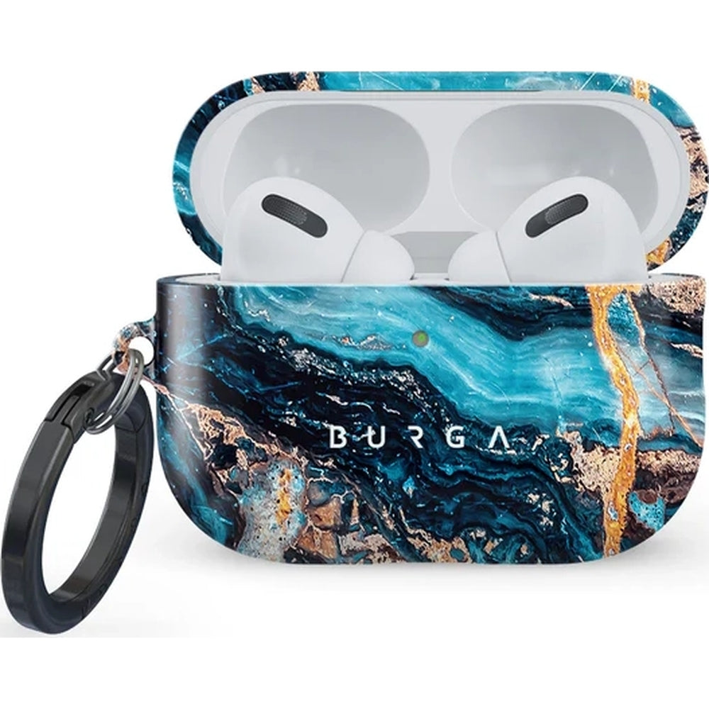 Schutzhülle für AirPods Pro 3, Burga Mystic River, Blau-goldener Marmor