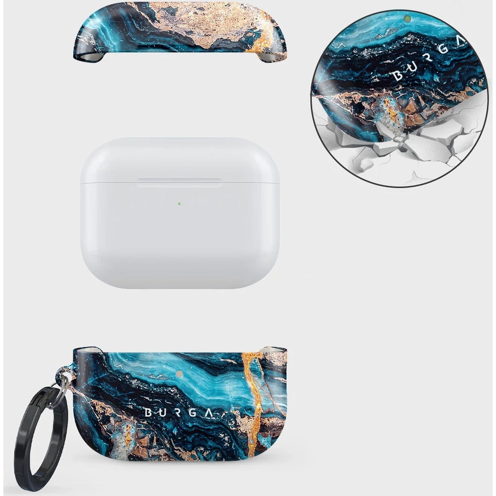 Schutzhülle für AirPods Pro 3, Burga Mystic River, Blau-goldener Marmor