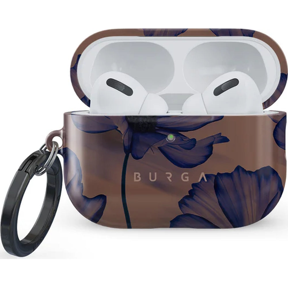 Schutzhülle für AirPods Pro 3, Burga Velvet Night, Braun mit marineblauen Blumen