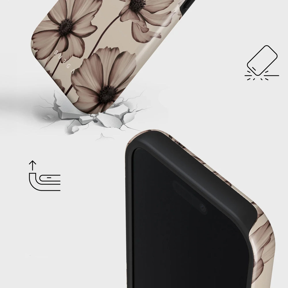 Handyhülle für iPhone 17, Burga Barely Yours Tough Magnetic, braun mit Blumenmuster