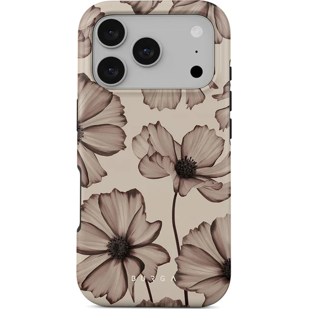 Handyhülle für iPhone 17 Pro, Burga Barely Yours Tough Magnetic, braun mit Blumenmuster