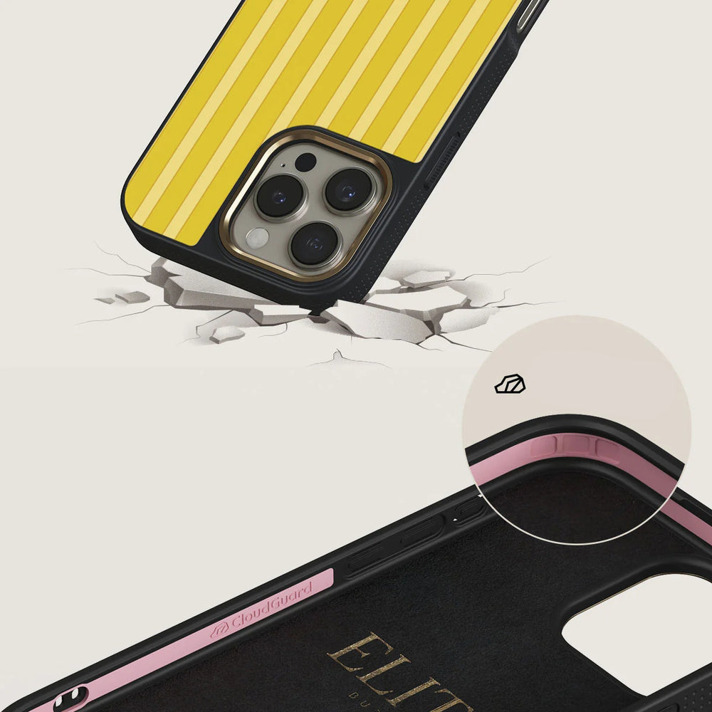 Handyhülle für iPhone 16 Pro, Burga Elite Dark MagSafe, Sunbreak Gold