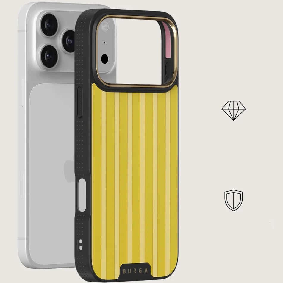 Handyhülle für iPhone 17 Pro Max, Burga Elite Dark MagSafe, Sunbreak Gold