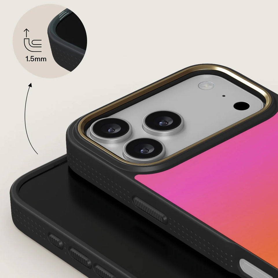Handyhülle für iPhone 17 Pro Max, Burga Elite Dark MagSafe, Sunset Club Gold