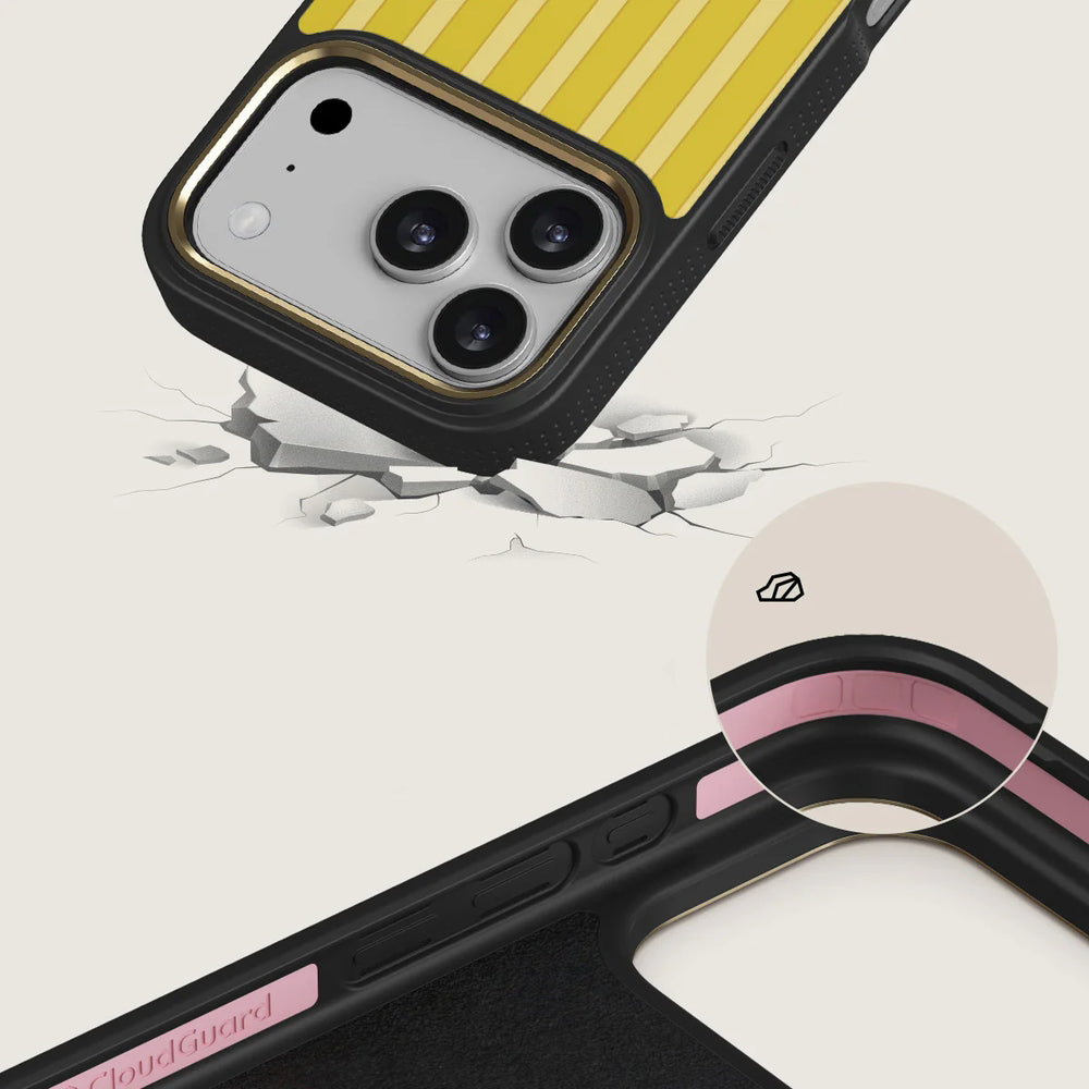 Handyhülle für iPhone 17 Pro, Burga Elite Dark MagSafe, Sunbreak Gold